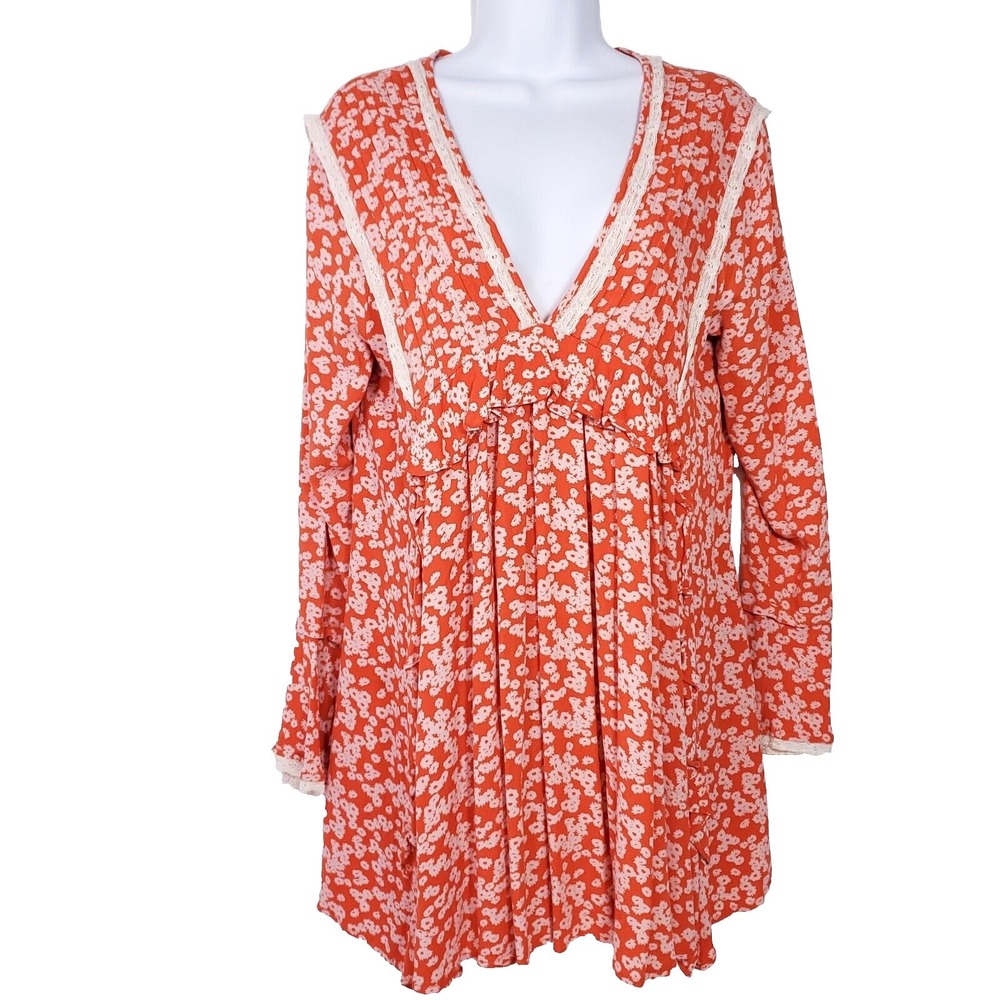 Y2K Free People Cottagecore Fairy Whimsy Babydoll Mini Oversize Dress /Top Small - Picture 1 of 10